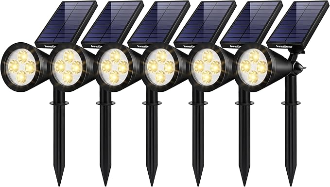 6 Pack Solar Garden Spot Lights Waterproof Warm White Outdoor Pathway Wall Lights