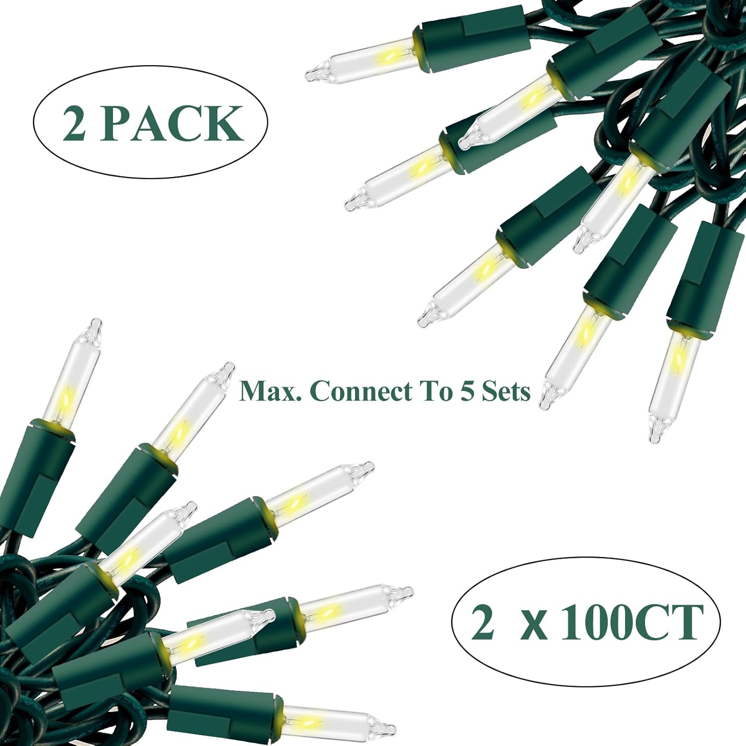 Fgdecorjoie Christmas Lights Clear Bulb,Incandescent Lighting String Green Wire Indoor And Outdoor Use, Ul Certified 200