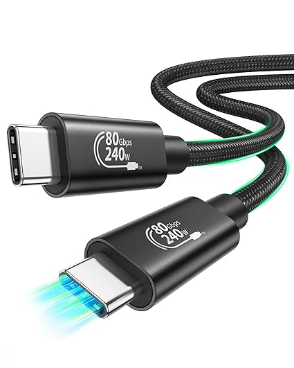 USB C Monitor Cable 3FT 80Gbps 240W Fast Charging 8K USB C to USB C Cable