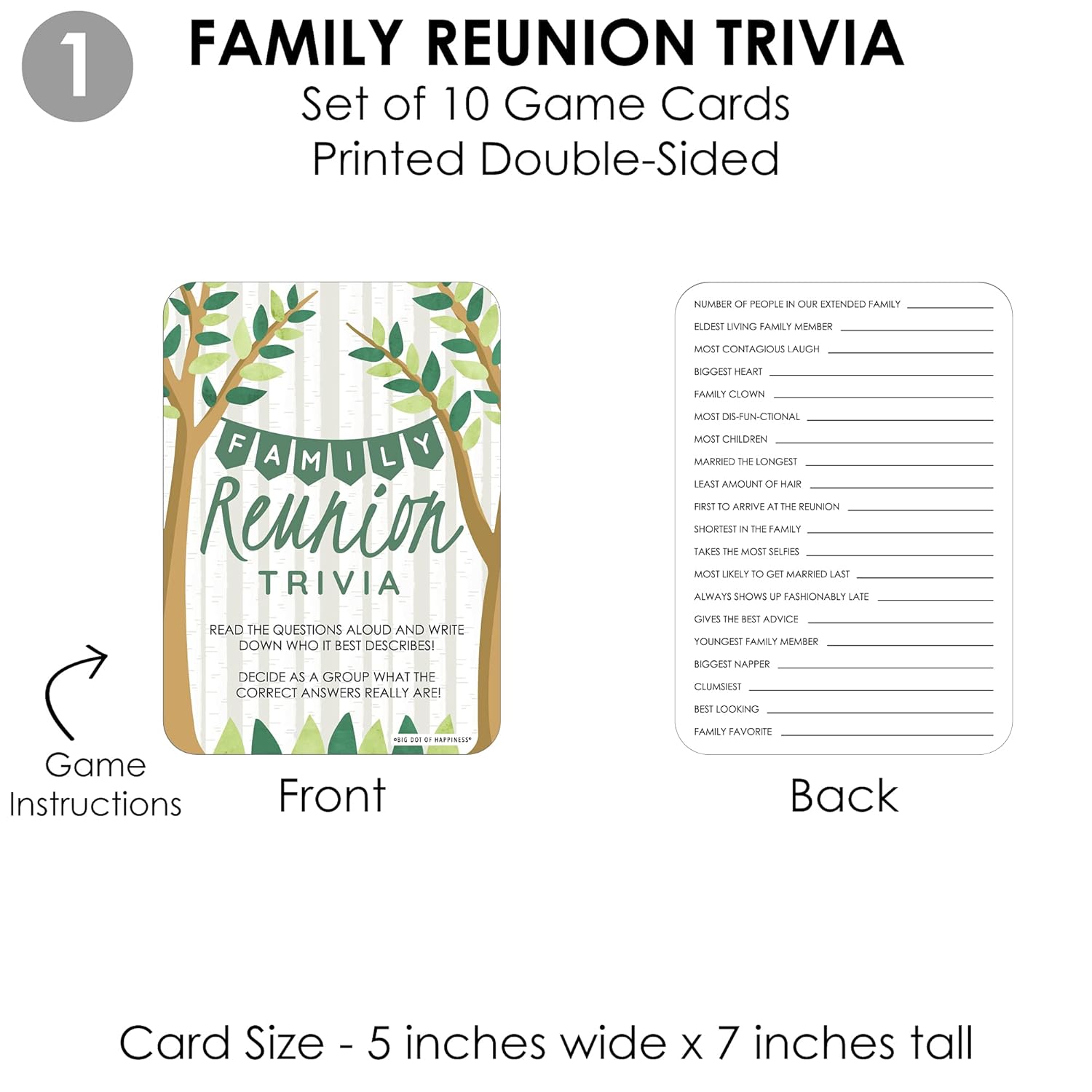 Big Dot of Happiness Family Tree Reunion - 4 Family Gathering Party Games - 10 Cards Each - Gamerific Bundle
