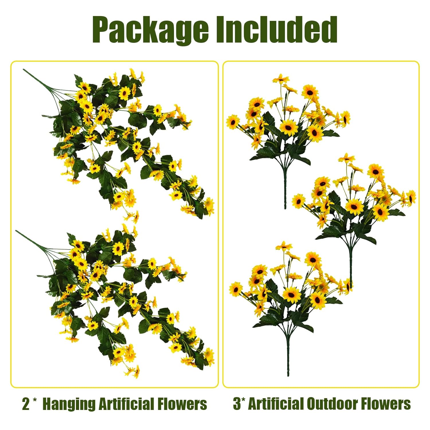 5Pcs Artificial Sunflowers For Outdoors Uv Resistant Artificial Sunflowers Fake Flowers Look Real Faux Outdoor Flowers Plants For Outside Porch Patio Garden Decor