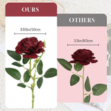6Pcs Dark Red Roses Artificial Flowers Real Touch Velvet Roses Realistic Faux Roses With Stems For Wedding Bridal Bouquet Home Party Garden Outdoor Decoration(Burgundy)
