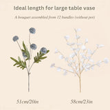 Artificial Petunia Arrangement,Weather Resistant Polyester, 12Bunches Mixed Blooms, Indoor Outdoor Hanging Basket For Home Patio Garden (Haze Blue+White Eucalyptus)