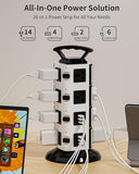 Power Strip Tower 14 Outlets 4 USB A 2 USB C 1875W 15A 6 Ft Extension Cord