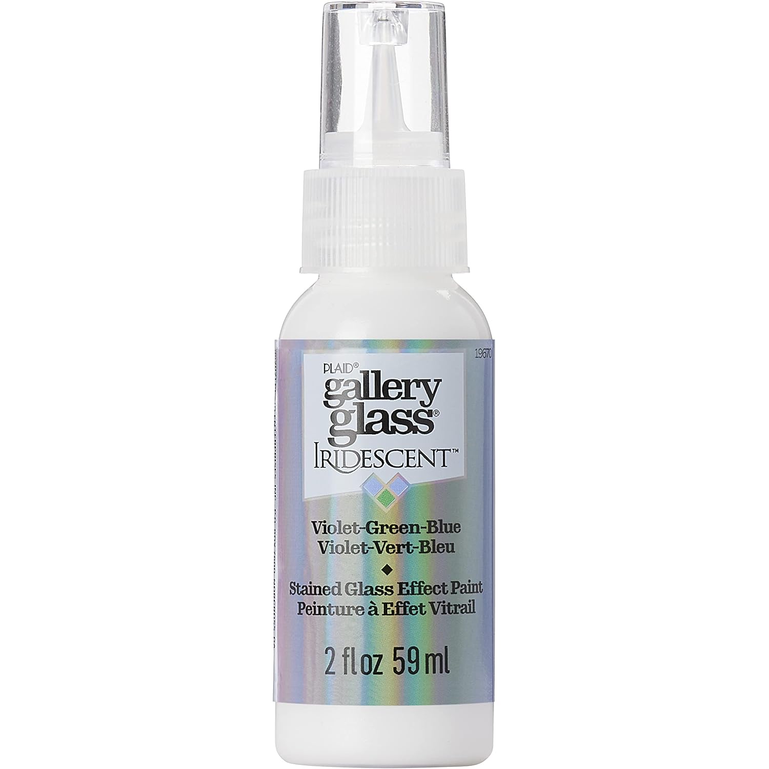 Gallery Glass Iridescent Stained Glass Paint, Violet/Green/Blue 2 fl oz Brilliant Iridescent Finish Paint, Perfect For Easy To Apply DIY Arts And Crafts, 19670