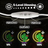 Cactus Moon Neon Sign Dimmable Boho LED Wall Light 13.6 x 12 Inch Southwestern Desert Decor for Bedroom Party Room