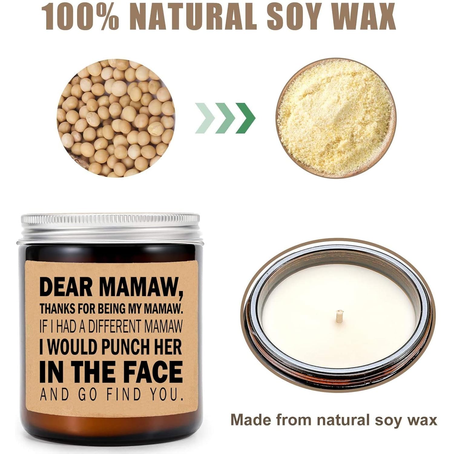 Mamaw Candle - Mamaw Gifts From Grandkids - I'D Punch Another In The Face - Fun Gag For Her - Mother'S Day Candle - Lavender Scented Candles 8Oz