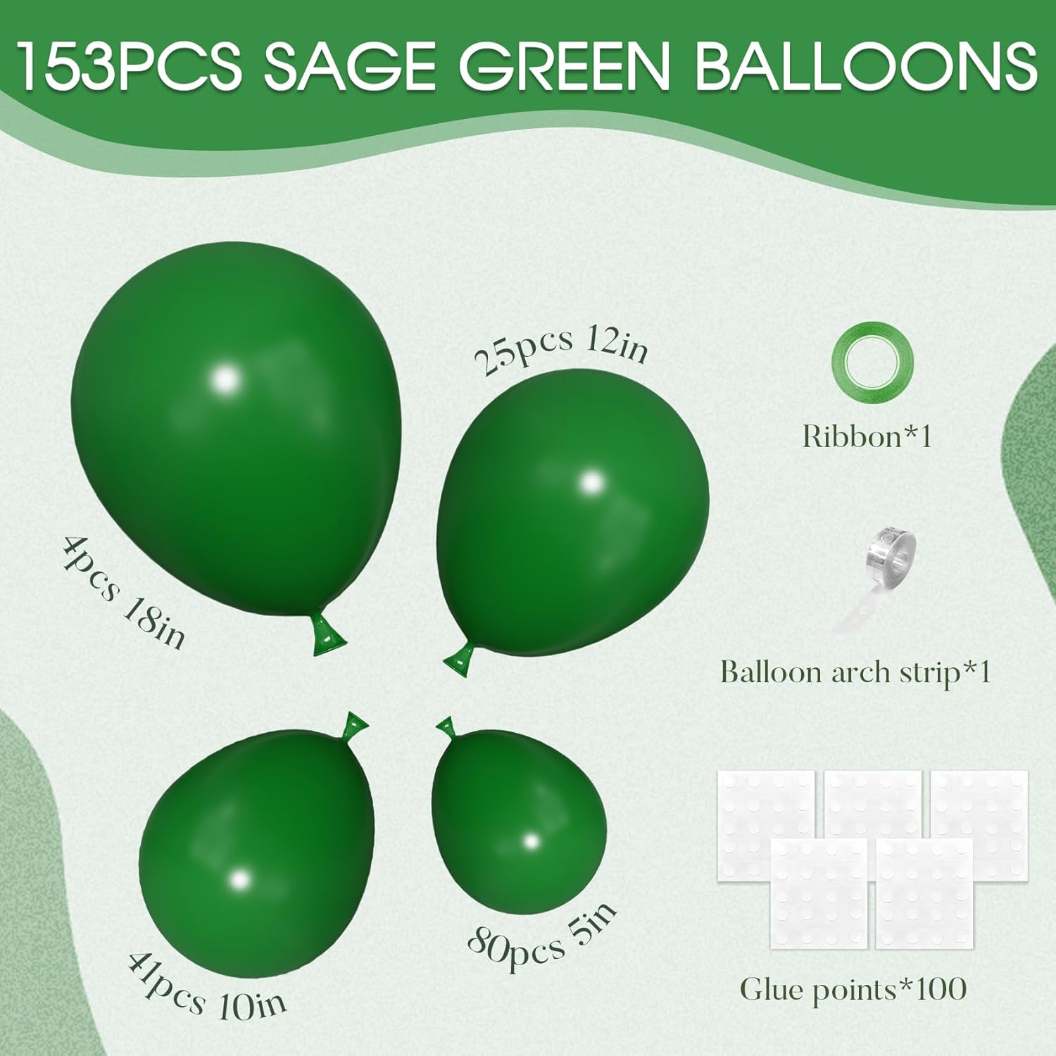 153Pcs Dark Green Balloons Arch Garland Kit Different Sizes 18 12 10 5 Inch Emerald Light Green Latex Balloon For Birthday Dinosaur Safari Jungle Baby Shower Christmas Party Decorations