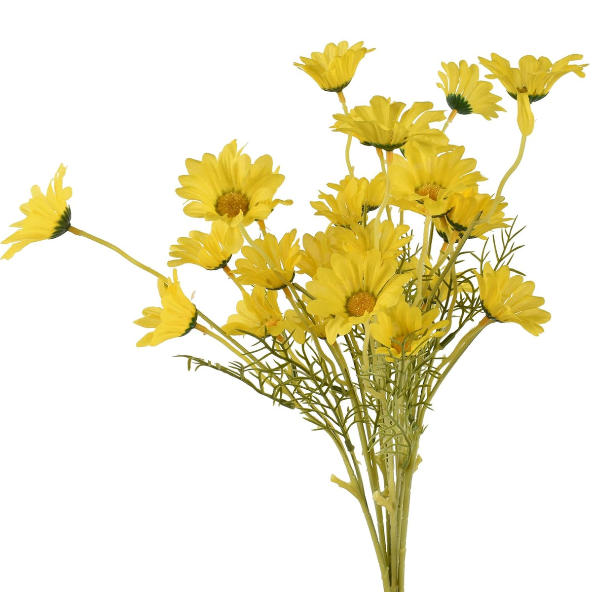 6Pcs Artificial Daisy Flowers 21” Fake Daisy Flowers With Leaves Stems For Home Decor, Yellow