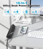 Desk Clamp Power Strip Edge Mount 8 AC 8 USB 40W Fast Charging 6FT Cord