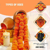 5 Feet Indian Marigold Garland For Decoration, Artificial Marigold Flowers For Diwali Halloween Day Of Dead, Día De Los Muertos, Indian Wedding Flower Decoration (Yellow & Dark Orange)