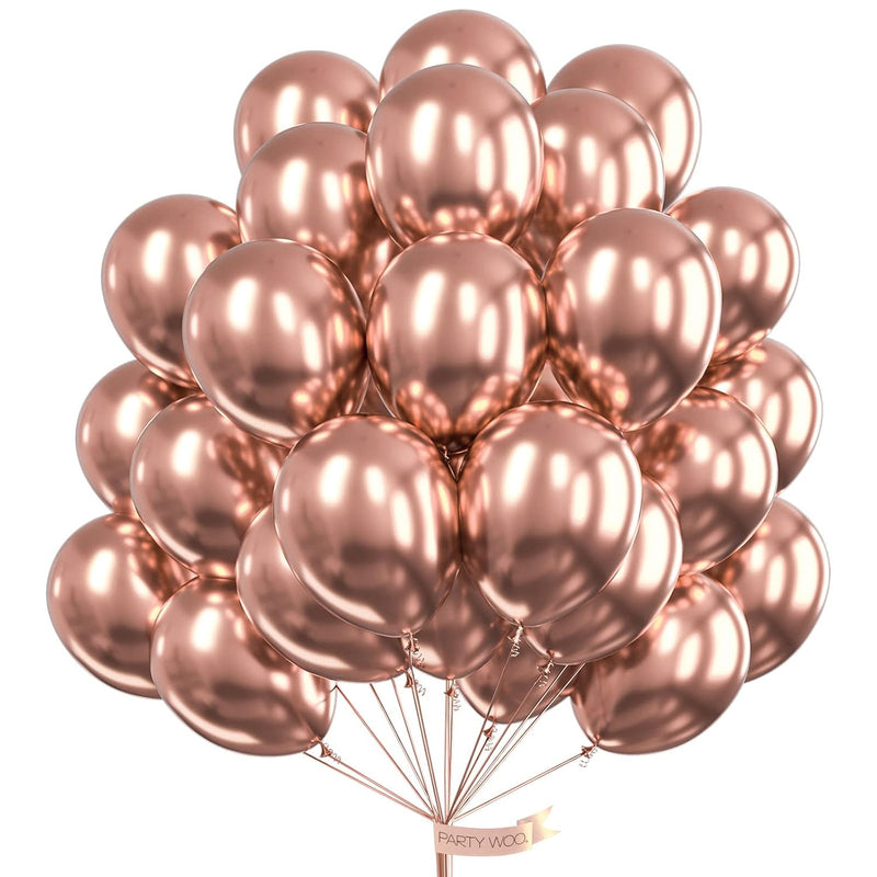 Metallic Rose Gold Balloons, 50 Pcs 12 Inch Rose Gold Metallic Balloon