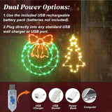 Christmas Trees And Wreath With Timer, 8 Modes Indoor Usb String Lights, 120 Led Lights Battery Operated, Christmas Wind