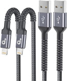 2 Pack 6FT Nylon Braided Lightning Fast Charging Cable for iPhone 14 13 12 11 iPad