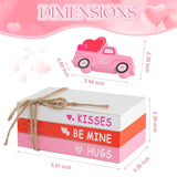 Valentines Day Decorations, Valentine'S Day Tiered Tray Table Shelf Decor For Home Office, Decorative Ornaments Set Wood Book Stack Valentine Truck Bundle