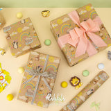 Baby Shower Wrapping Paper Animal Vintage Style Kraft Mini Roll Paper Perfect For Boys Girls Kids Birthday - 17Inch X 394Inch(33Feet)