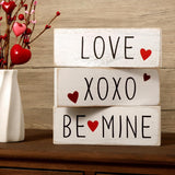 Valentines Day Decor, 3Pcs White Wooden Block Set Be Mine Xoxo Love Valentines Sign, Valentines Tiered Tray Decor For Table Kitchen Farmhouse Valentine Shamrock Faux Bundle Decor