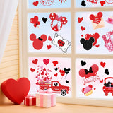 Valentine’S Day Window Clings, Cute Cartoon Mouse Pvc Glass Stickers, No-Glue Reusable High-Transparency Decals Valentine Door Stickers For Parties, Dates, Proposals, Bedrooms, Offices & Store Windows