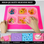 Silicone Mat For Resin Molds, 3 Pcs Silicone Mats For Epoxy Resin, Uv Resin, Play Dough Mat, Clay Mat, Nonstick Silicone Sheets Pads For Diy Arts And Crafts, Pink & Purple & Blue, 15.7”X 11.7”