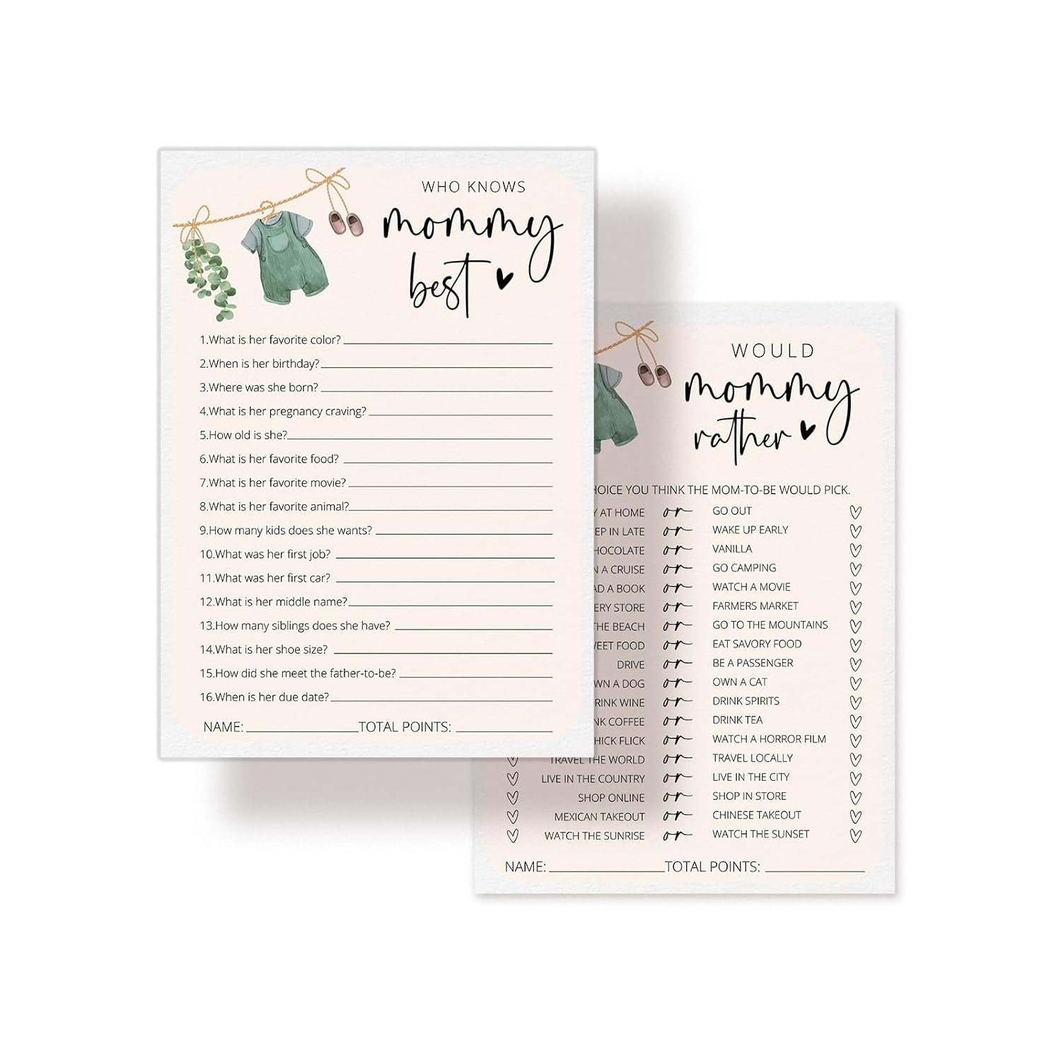 Hilarious Baby Shower Games, Locally Grown Who Knows Mommy Best Game, Would Mommy Rather Locally Grown Baby Shower Decorations -30 Pcs, 5X7 In - G08
