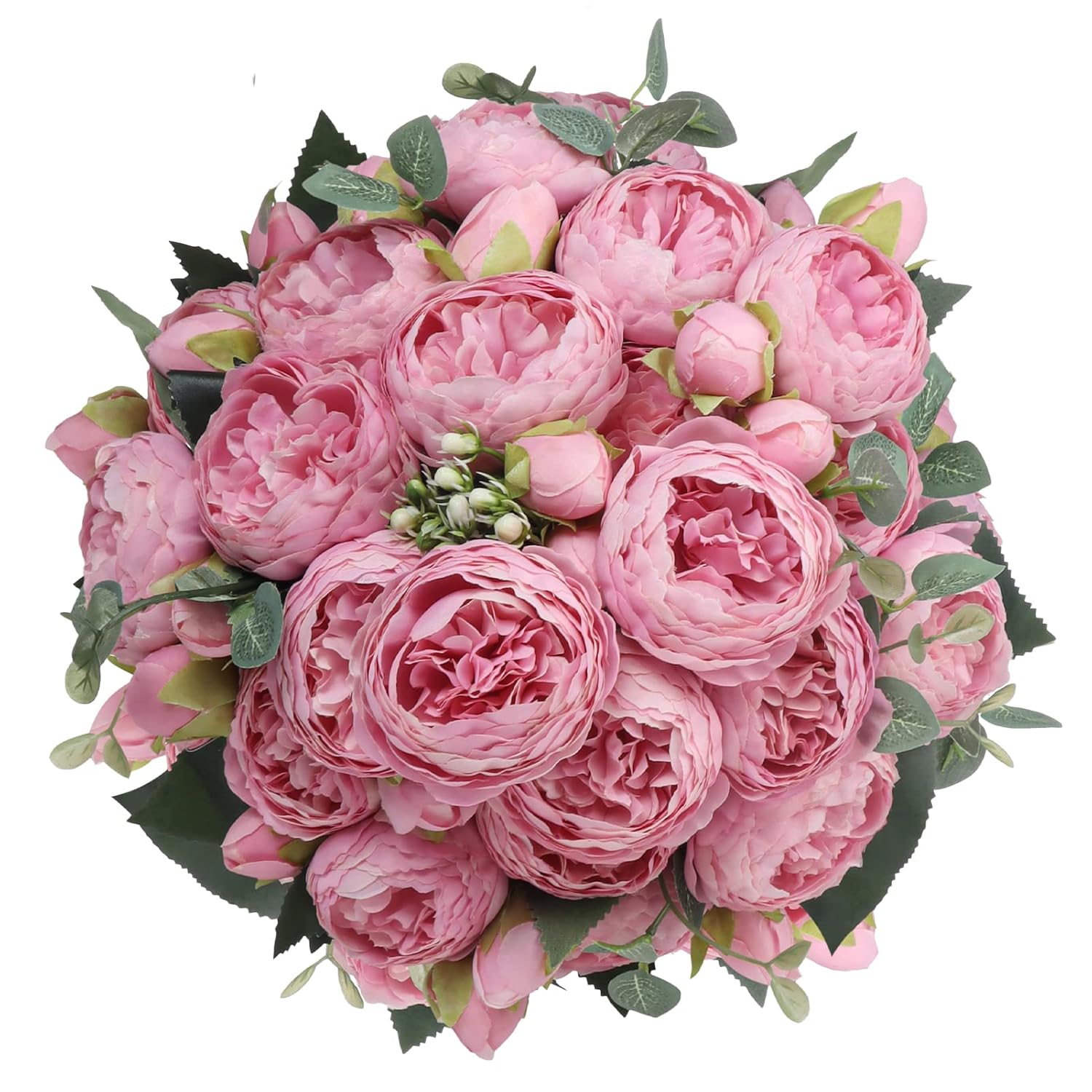4 Packs Pink Peonies Artificial Flowers Bulk 20 Peony Heads, Small Silk Faux Fake Peony Flower With Stems For Home Wedding Decoration