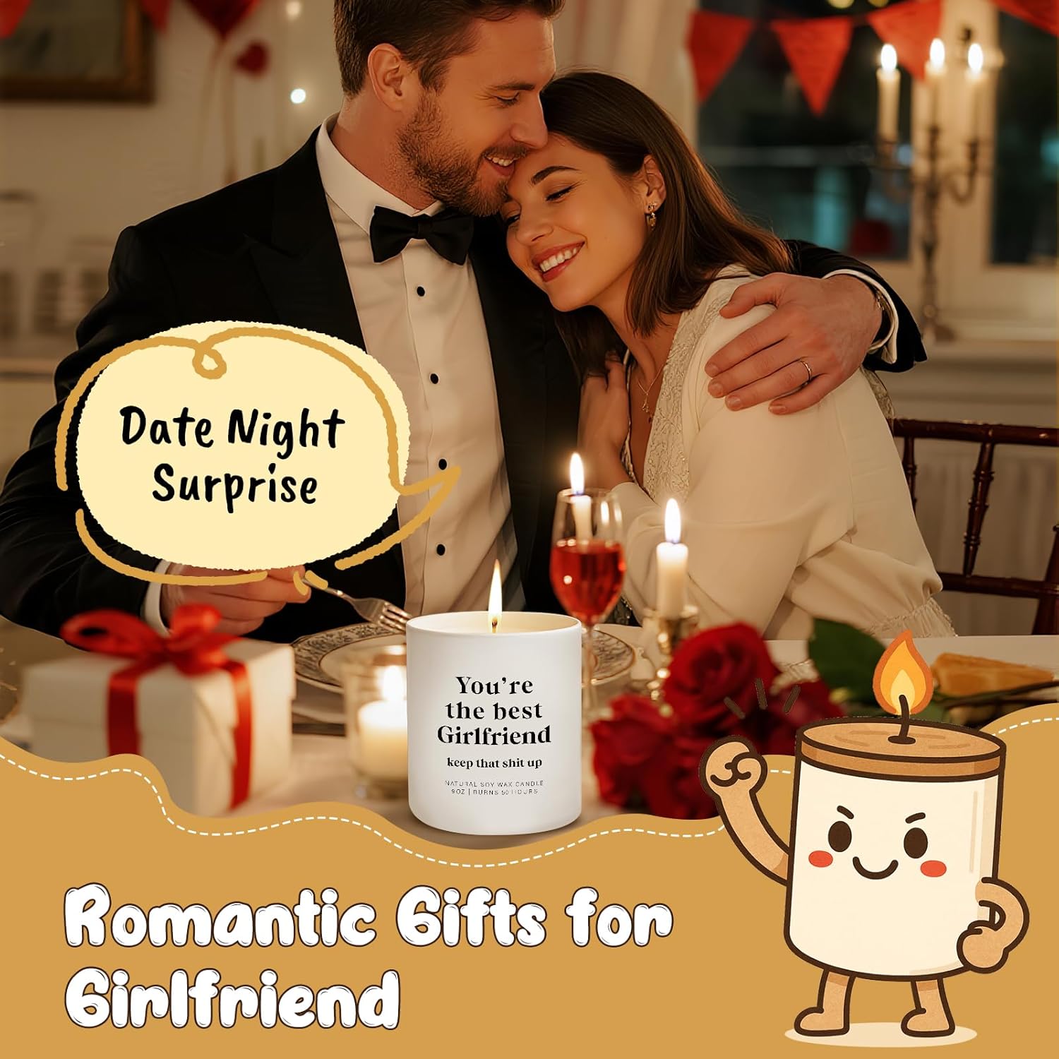 Gifts For Girlfriend Valentine’S Day Candle -You’Re The Best Girlfriend Romantic Gift For Girlfriend From Boyfriend, Playful Gift For Couples & Anniversary Birthday Best Girlfriend Valentine Candle