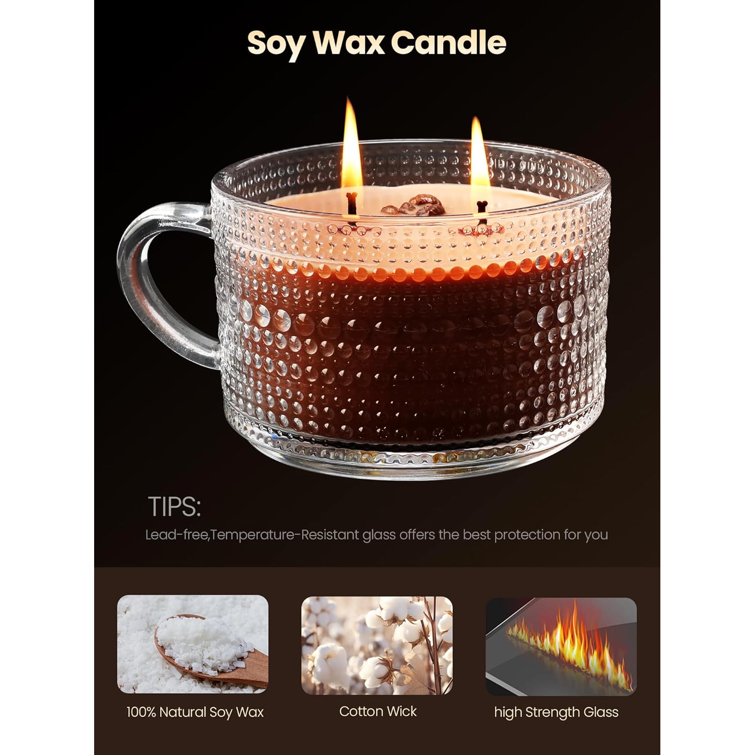 Vanilla Coffee Scented Candle, Natural Soy Wax Aromatherapy Candles For Home, 11.3 Oz | 60 Hours Long Lasting Jar Candles, Unique Relaxation Gifts For Women Birthday Anniversary Holiday,2 Wicks