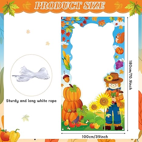 Fall Thanksgiving Photo Booth Props Autumn Pumpkin Scarecrow Theme Party Backdrop Decor
