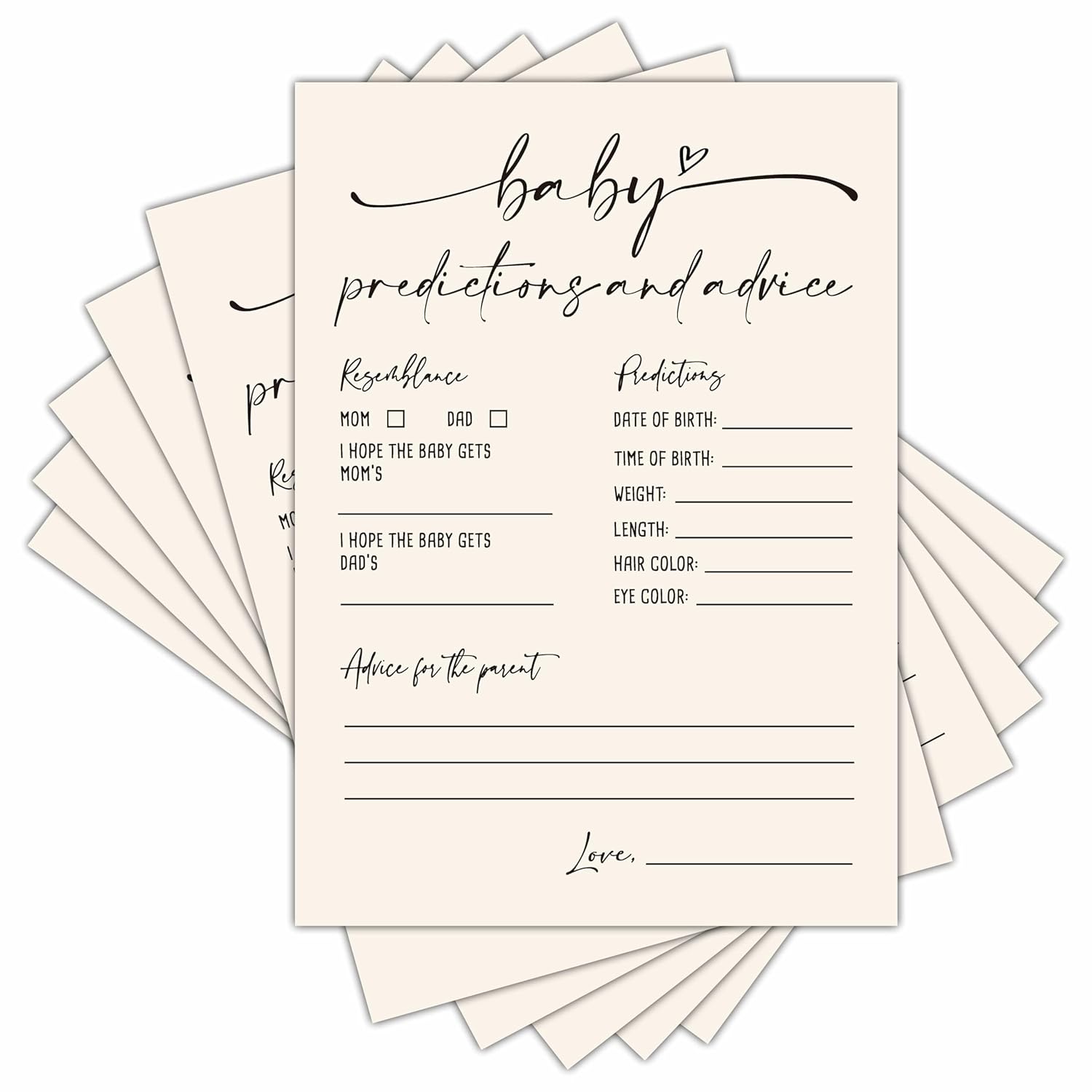 Baby Prediction And Advice Cards, Baby Shower Games Cards, Minimalism Boy Or Girl Baby Gender Reveal Party Favors Decorations And Supplies, 30 Pcs Double-Sided - A07