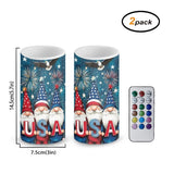 Usa Flag Gnomes Battery Powered Candles With Remote And Timer Veterans Day Gifts Decorations Led Flameless Flickering Candles For Indoor Gifts Holiday Decor Home Party Festival Set Of 2