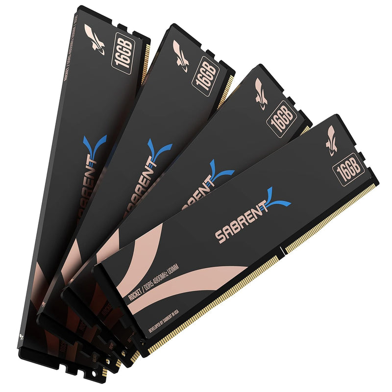 SABRENT Rocket DDR5 64GB U-DIMM 4800MHz Memory Kit (4x16GB) for Desktops and P