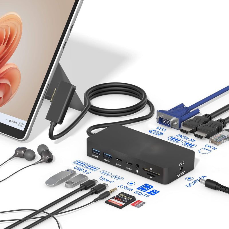 Surface Dock, Microsoft Surface Docking Station With Hdmi X2, Vga, Rj45, Usb3.