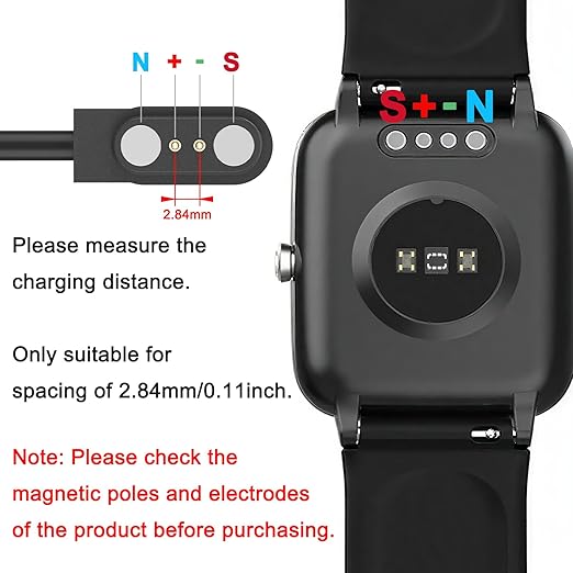 Magnetic 2 Pin Charger Cable for VeryFit Smartwatch 3.3FT USB Replacement