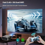 Android TV Projector - 5G WiFi, Bluetooth, Netflix, 4D Keystone, Zoom, HDMI