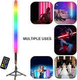4 Pack RGB Tube Light Bars with Stands Battery Powered LED Video Light Wands for DJ Photography