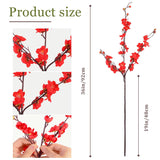 8Pcs Red Cherry Blossom Branches Artificial Flowers For Autumn Winte Indoor Decoration, 36" Plum Fake Peach Plants For Wedding Home Office Bedroom Party Decor (Red, 36In)