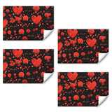 Rose Wedding Wrapping Paper, Black And Red Heart Rose Floral Gift Wrap Paper 4 Folded Sheets For Bridal Shower Anniversary Valentine'S Day Birthday Women Mother'S Day Lover'S Gift Wraps, 20*29Inches