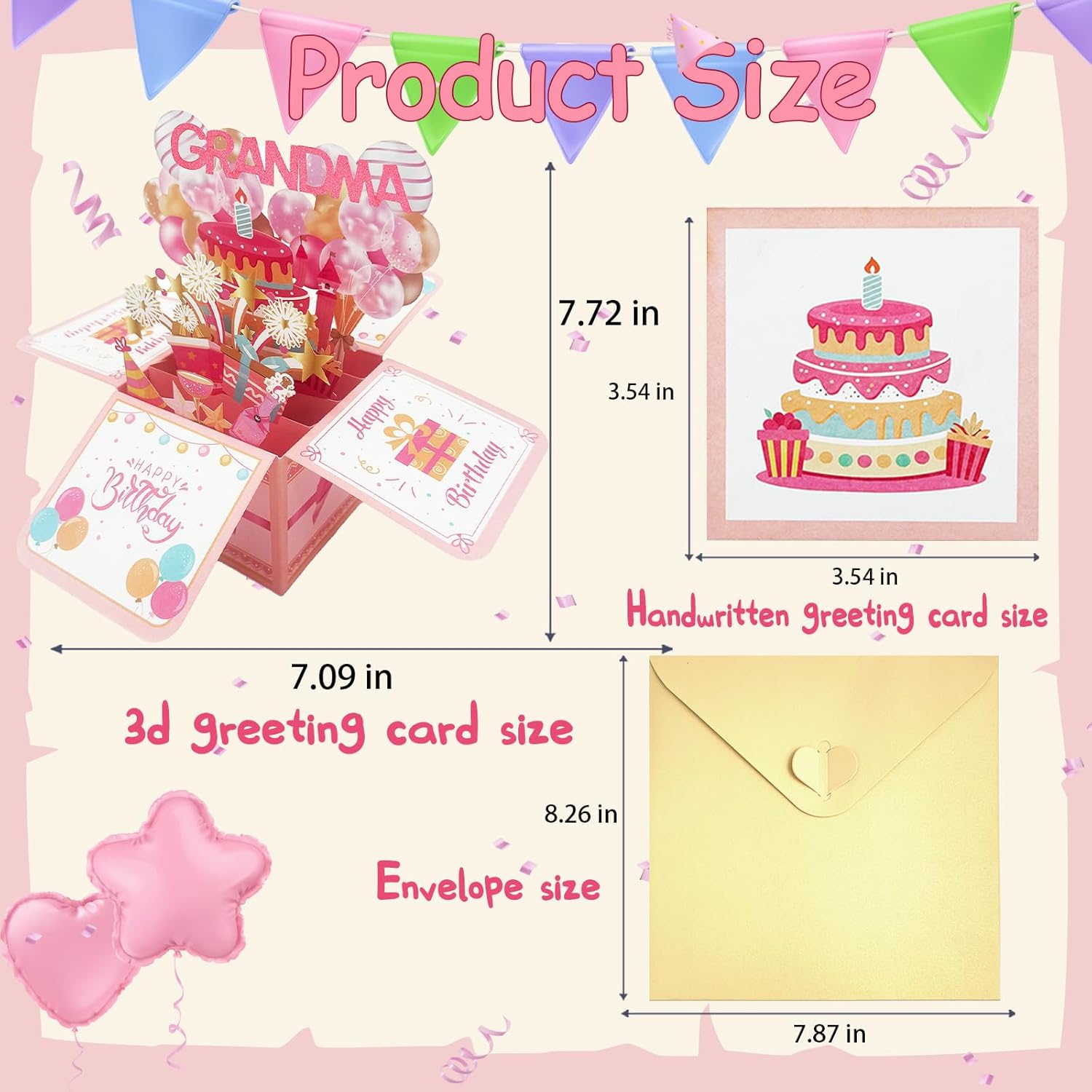 Great Grandma Birthday Gifts, Personalized Birthday Popup Card For Granny Nana, Best Nana Gifts From Granddaughter Grandson