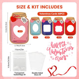50 Pack Mason Jar Valentine Cards For Kids Classroom, 5 Color Designs Diy Valentines Day Cards With Treat Bags, Candy Valentines For School Exchange Party Favors (Candy Not Included)
