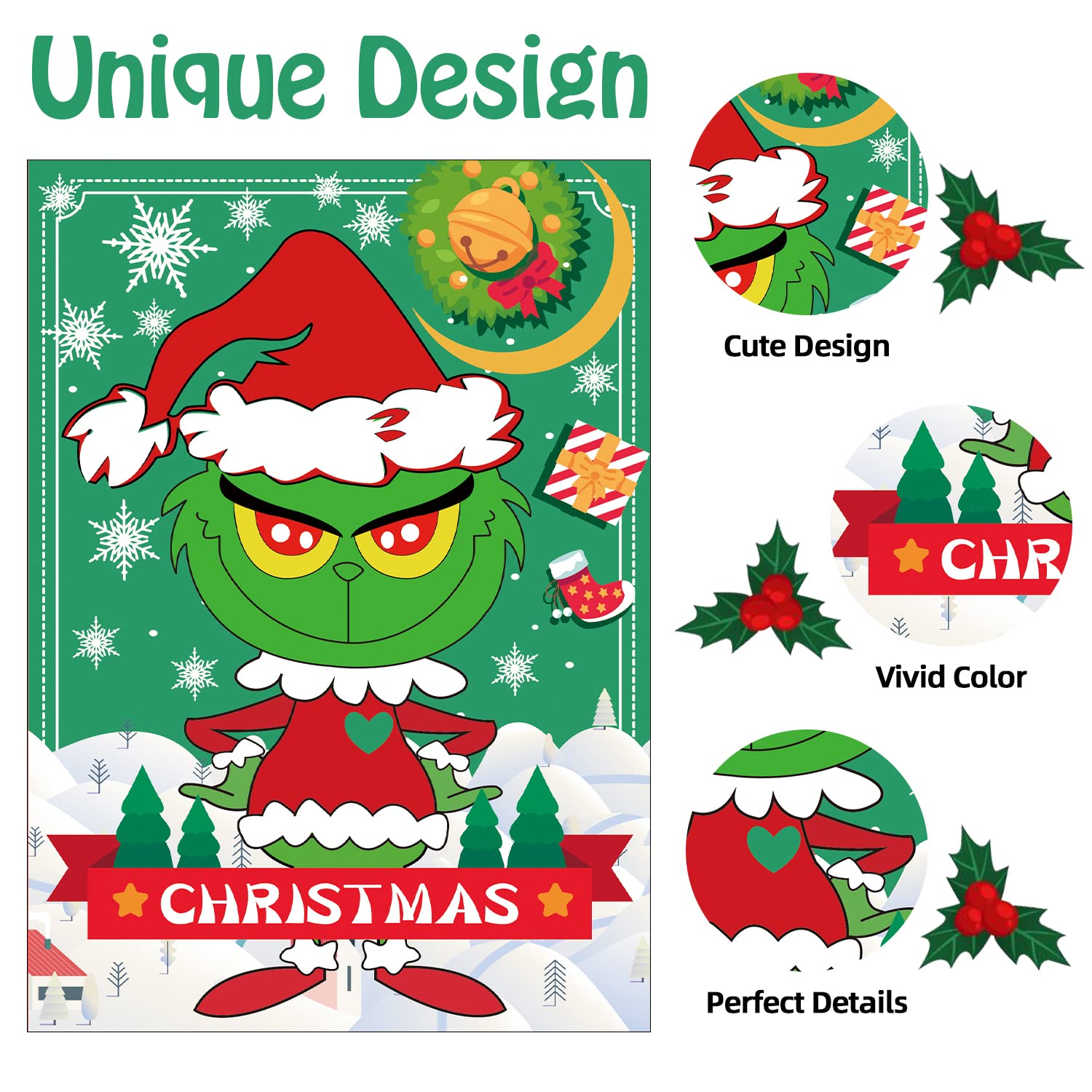 Christmas Games - Pin The Heart Christmas Crafts Games For Kids Families Party, Cute Wall Decor Party Supplies Favors, Indoor Xmas Decorations Home Decor, Xmas Kids Activities Presents