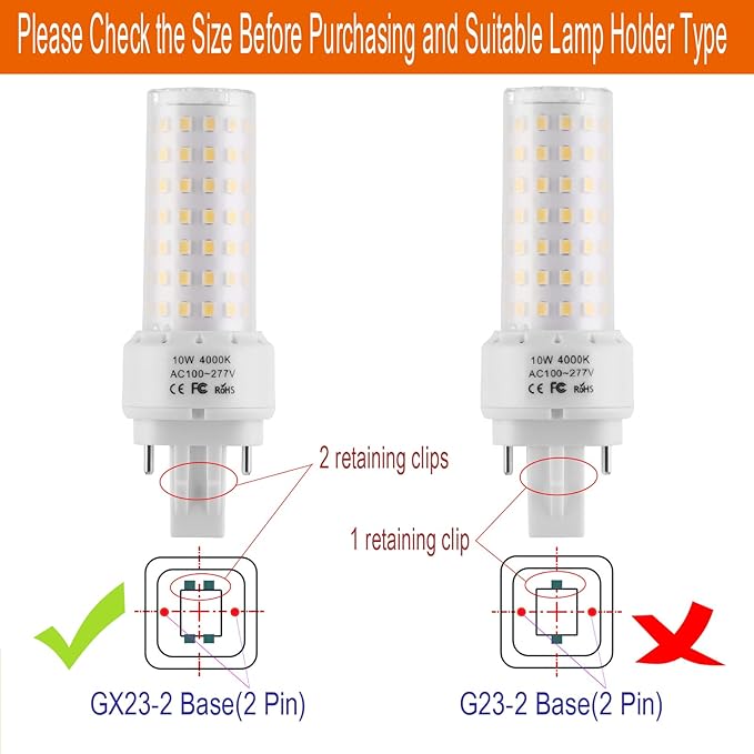 GX23-2 Base LED Light Bulb 10W Plug and Play 4000K Neutral White Ballast Compatible 2 Pack