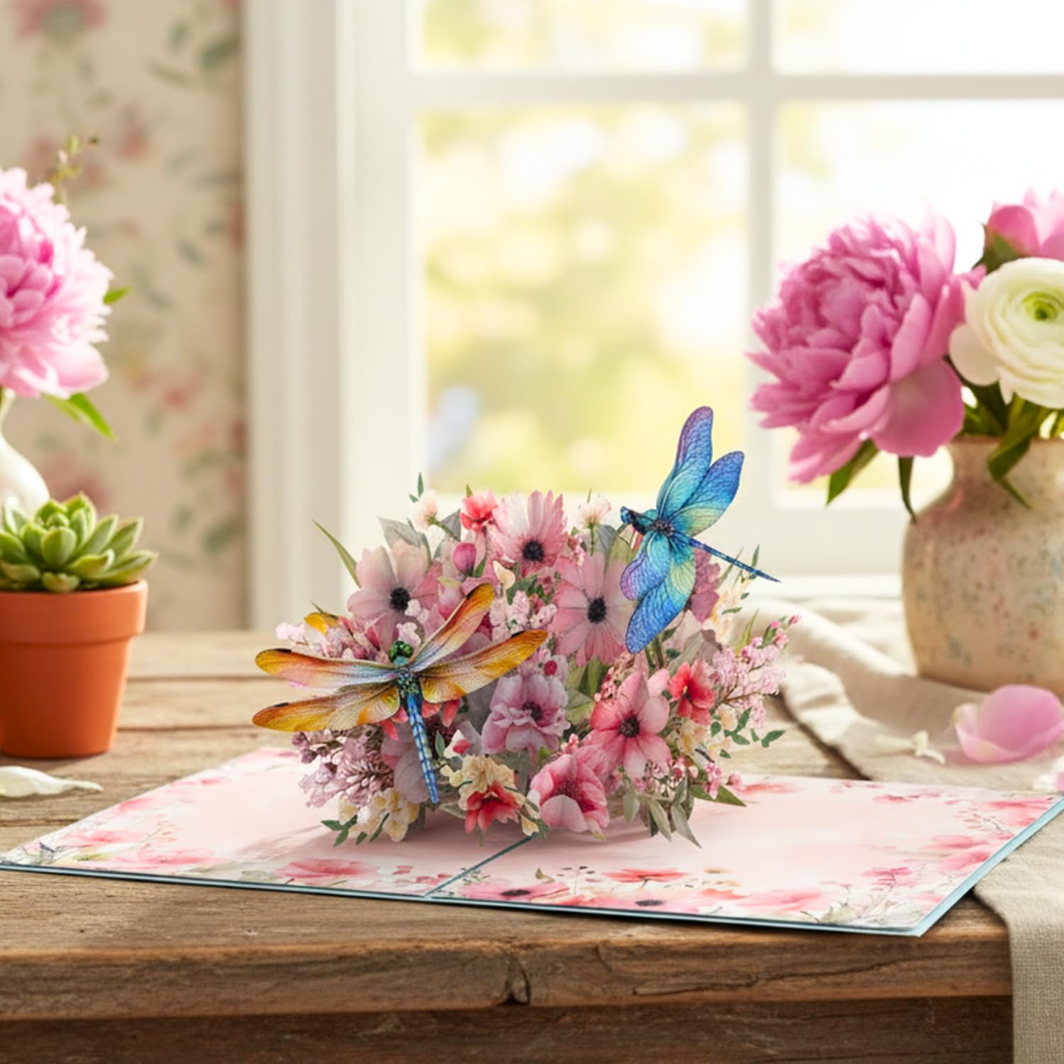 - Pop Up Birthday Card For Women, Dragonfly Floral Pop Up Birthday Card For Mom, Wife, Sister, Daughter, Grandma, 6X8 In 3D Popup Greeting Cards Includes Envelope And Message Note