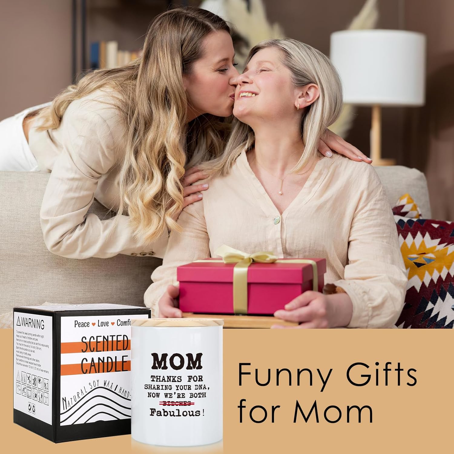 Mom Gifts From Daughter Son, 10Oz Birthday Thank You Gifts For Mother Mama Bonus Stepmom New Mom Mother In Law Best Moms Ever Gift Present Lavender Scented Candle Mom'S Dna