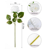 5Pcs Silk Roses Fake White Roses With Stems Real Touch Rose Artificial Flowers For Arrangement Wedding Party Home Decoration(White)
