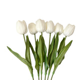 19'' Real-Touch Latex Artificial Tulip Flowers, 6-Pack Milky White Faux Tulips For Home Decor, Table Centerpieces, Spring Arrangements & Bouquets