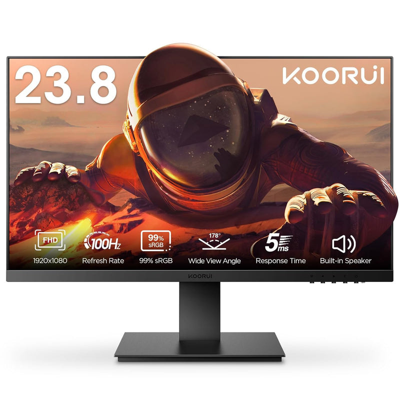 24 Inch Computer Monitor, Build-In Speakers, Fhd 1080P Ips 100Hz, 75 X 75 Mm V