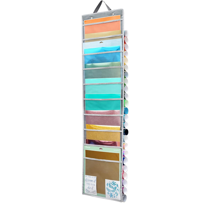 Hanging Vinyl Organizer, Double-Sided, 25 Compartments Roll Storage, Backside