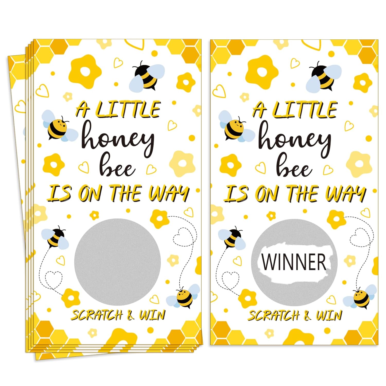 60 Pcs Honeybee Baby Shower Scratch Off Honeycomb Funny Ticket Raffle Cards A Little Honeybee Is On The Way Scratch Off Cards For Baby Shower Birthday Party Activity Supplies