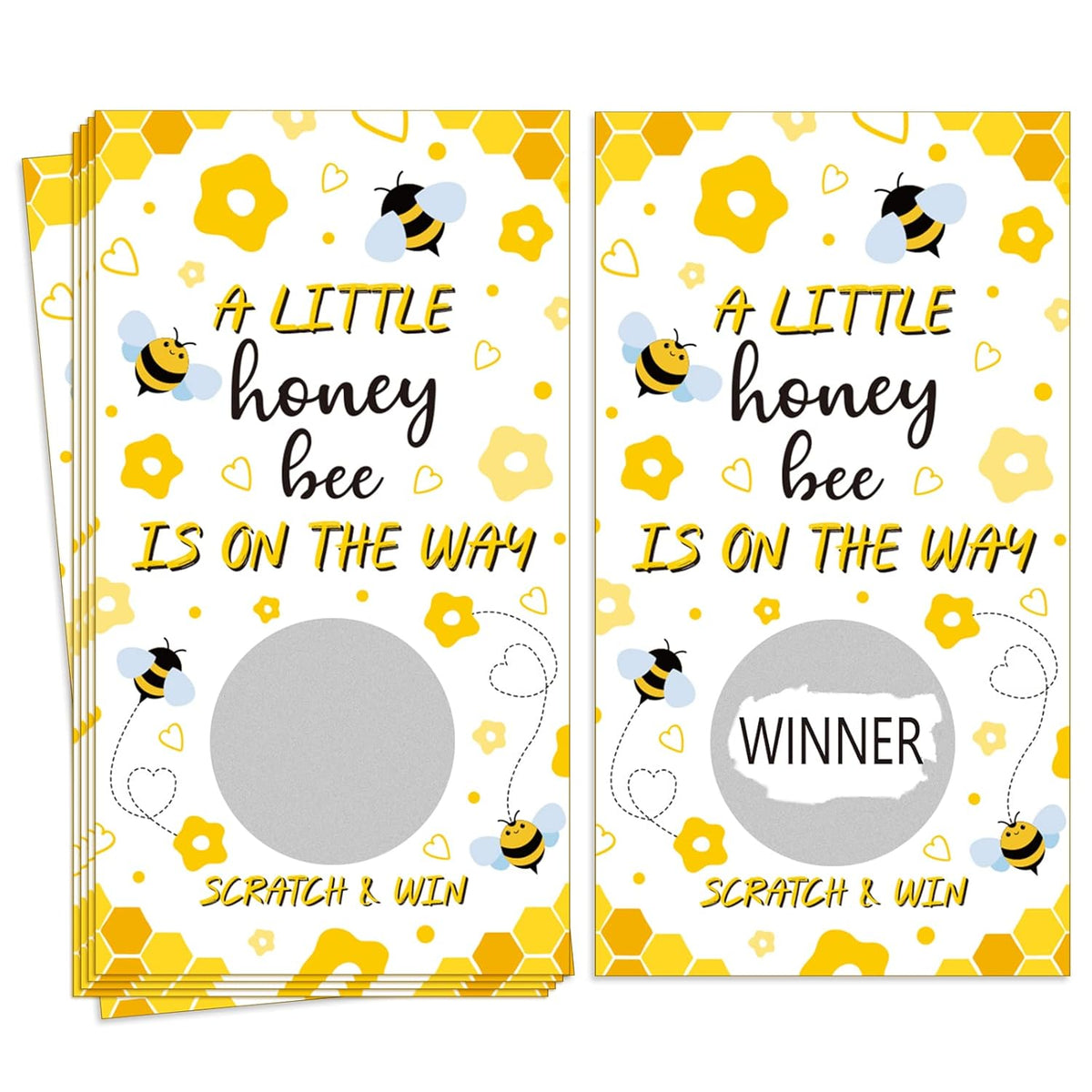 60 Pcs Honeybee Baby Shower Scratch Off Honeycomb Funny Ticket Raffle Cards A Little Honeybee Is On The Way Scratch Off Cards For Baby Shower Birthday Party Activity Supplies