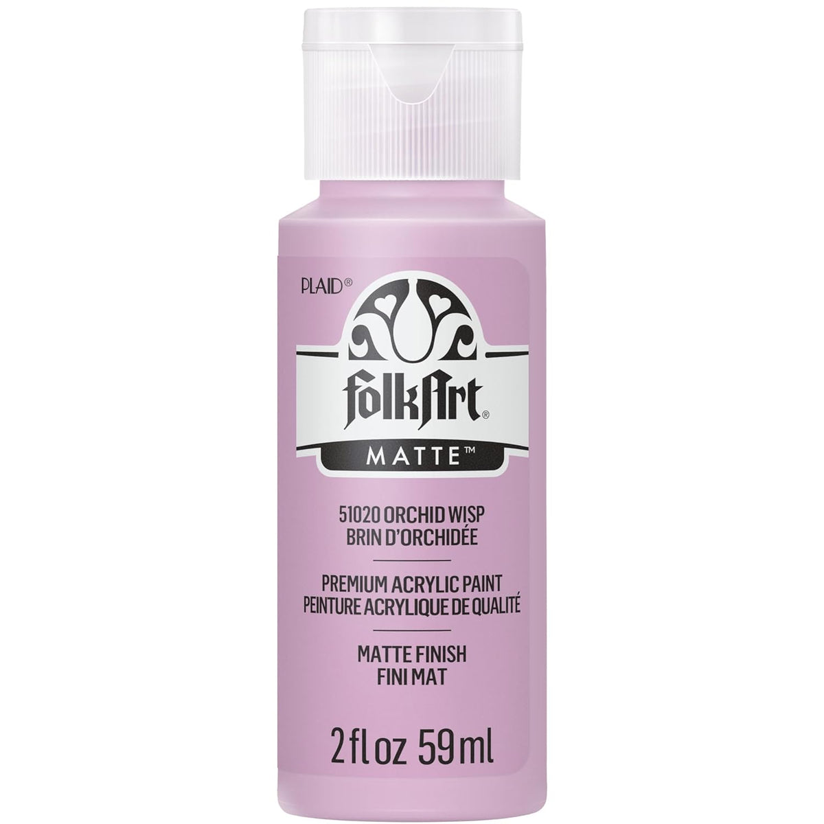FolkArt Acrylic Craft Paint, Orchid Wisp 2 fl oz Premium Matte Finish Paint, Perfect For Easy To Apply DIY Arts And Crafts, 51020